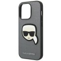Karl Lagerfeld Etui ochronne na telefon Karl Lagerfeld KLHCP14LSAPKHG do Apple iPhone 14 Pro 6,1" srebrny/silver hardcase Saffiano Karl`s Head 