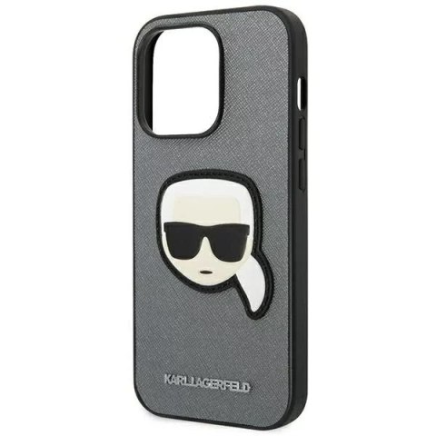Karl Lagerfeld Etui ochronne na telefon Karl Lagerfeld KLHCP14LSAPKHG do Apple iPhone 14 Pro 6,1" srebrny/silver hardcase Saffiano Karl`s Head Karl Lagerfeld Etui ochronne na telefon Karl Lagerfeld KLHCP14LSAPKHG do Apple iPhone 14 Pro 6,1" srebrny/silver hardcase Saffiano Karl`s Head