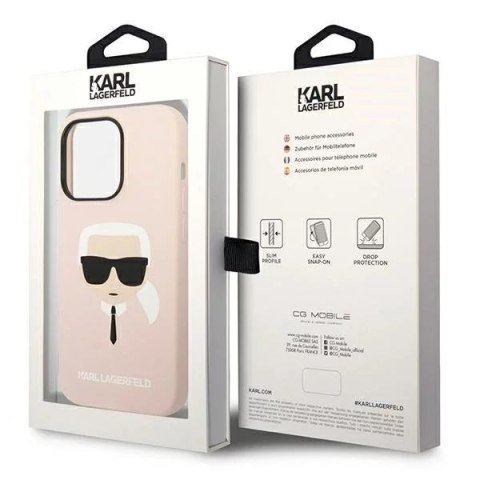 Karl Lagerfeld Etui ochronne na telefon Karl Lagerfeld KLHCP14LSLKHLP do Apple iPhone 14 Pro 6,1" hardcase różowy/pink Silicone Karl`s Head Karl Lagerfeld Etui ochronne na telefon Karl Lagerfeld KLHCP14LSLKHLP do Apple iPhone 14 Pro 6,1" hardcase różowy/pink Silicone Karl`s Head