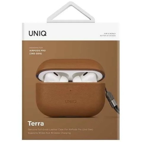 UNIQ Etui ochronne na słuchawki UNIQ Terra do AirPods Pro 2 gen. Genuine Leather brązowy/toffee brown UNIQ Etui ochronne na słuchawki UNIQ Terra do AirPods Pro 2 gen. Genuine Leather brązowy/toffee brown