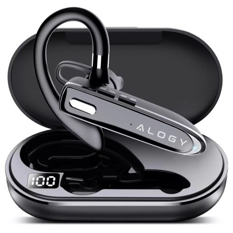 Alogy Słuchawka Bluetooth dla kierowcy bezprzewodowa zestaw z etui ładującym zestaw słuchawkowy Alogy Czarna Alogy Słuchawka Bluetooth dla kierowcy bezprzewodowa zestaw z etui ładującym zestaw słuchawkowy Alogy Czarna