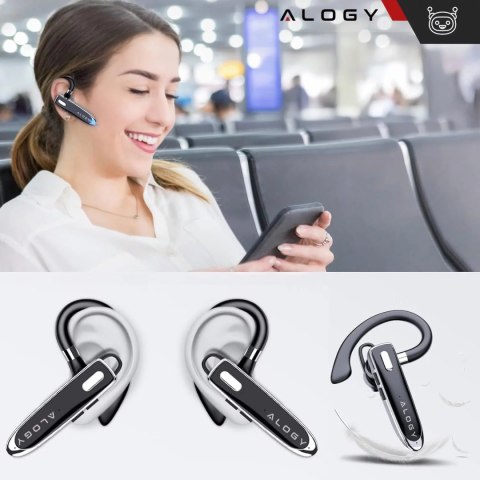Alogy Słuchawka Bluetooth dla kierowcy bezprzewodowa zestaw z etui ładującym zestaw słuchawkowy Alogy Czarna Alogy Słuchawka Bluetooth dla kierowcy bezprzewodowa zestaw z etui ładującym zestaw słuchawkowy Alogy Czarna