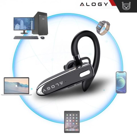 Alogy Słuchawka Bluetooth dla kierowcy bezprzewodowa zestaw z etui ładującym zestaw słuchawkowy Alogy Czarna Alogy Słuchawka Bluetooth dla kierowcy bezprzewodowa zestaw z etui ładującym zestaw słuchawkowy Alogy Czarna