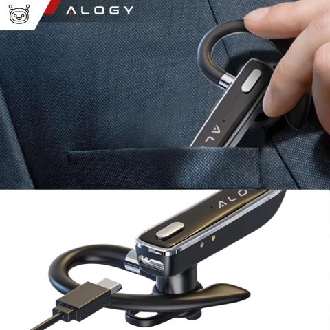 Alogy Słuchawka Bluetooth dla kierowcy bezprzewodowa zestaw z etui ładującym zestaw słuchawkowy Alogy Czarna Alogy Słuchawka Bluetooth dla kierowcy bezprzewodowa zestaw z etui ładującym zestaw słuchawkowy Alogy Czarna