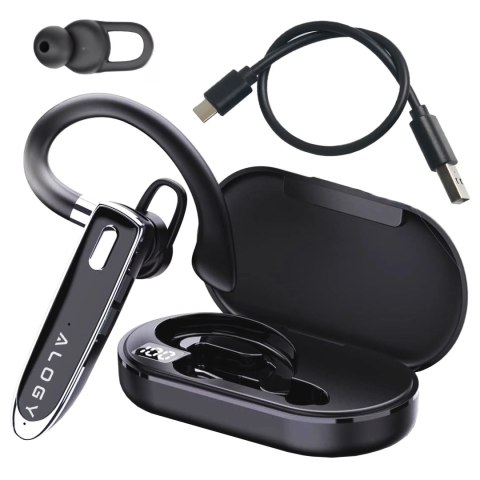 Alogy Słuchawka Bluetooth dla kierowcy bezprzewodowa zestaw z etui ładującym zestaw słuchawkowy Alogy Czarna Alogy Słuchawka Bluetooth dla kierowcy bezprzewodowa zestaw z etui ładującym zestaw słuchawkowy Alogy Czarna