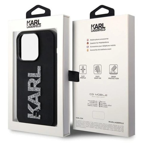 Karl Lagerfeld Etui Karl Lagerfeld KLHCP15L3DMBKCK do iPhone 15 Pro 6.1" czarny/black hardcase 3D Rubber Glitter Logo Karl Lagerfeld Etui Karl Lagerfeld KLHCP15L3DMBKCK do iPhone 15 Pro 6.1" czarny/black hardcase 3D Rubber Glitter Logo