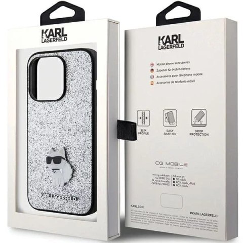 Karl Lagerfeld Etui Karl Lagerfeld KLHCP15LGCNPSG do iPhone 15 Pro 6.1" srebrny/silver hardcase Fixed Glitter Choupette Logo Metal Pin Karl Lagerfeld Etui Karl Lagerfeld KLHCP15LGCNPSG do iPhone 15 Pro 6.1" srebrny/silver hardcase Fixed Glitter Choupette Logo Metal Pin
