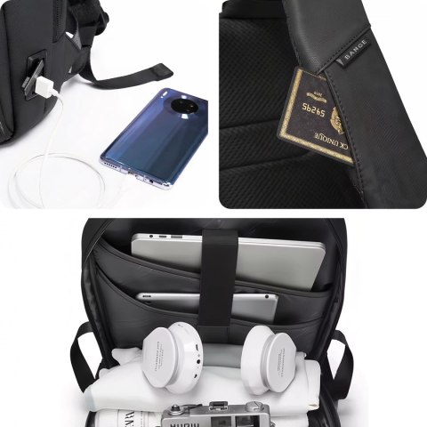 Bange Plecak wodoodporny Bange torba na laptopa 15.6" akcesoria podróżny 48x30x12.5 cm do pracy szkoły samolotu męski damski USB i USB Bange Plecak wodoodporny Bange torba na laptopa 15.6" akcesoria podróżny 48x30x12.5 cm do pracy szkoły samolotu męski damski USB i USB