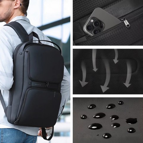 Bange Plecak wodoodporny Bange torba na laptopa 15.6" akcesoria podróżny 48x30x12.5 cm do pracy szkoły samolotu męski damski USB i USB Bange Plecak wodoodporny Bange torba na laptopa 15.6" akcesoria podróżny 48x30x12.5 cm do pracy szkoły samolotu męski damski USB i USB
