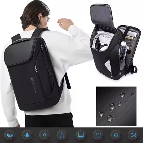 Bange Plecak wodoodporny Bange torba na laptopa 15.6" miejski podróżny 48x31x16 cm do pracy szkoły samolotu męski damski z gniazdem US Bange Plecak wodoodporny Bange torba na laptopa 15.6" miejski podróżny 48x31x16 cm do pracy szkoły samolotu męski damski z gniazdem US