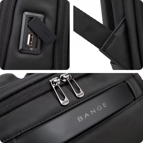 Bange Plecak wodoodporny Bange torba na laptopa 15.6" miejski podróżny 48x31x16 cm do pracy szkoły samolotu męski damski z gniazdem US Bange Plecak wodoodporny Bange torba na laptopa 15.6" miejski podróżny 48x31x16 cm do pracy szkoły samolotu męski damski z gniazdem US