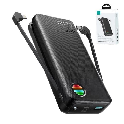 Joyroom Powerbank Joyroom JR-L015 20000mAh 22.5W z kablami USB-C Lightning - czarny Joyroom Powerbank Joyroom JR-L015 20000mAh 22.5W z kablami USB-C Lightning - czarny