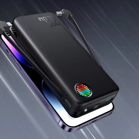 Joyroom Powerbank Joyroom JR-L015 20000mAh 22.5W z kablami USB-C Lightning - czarny Joyroom Powerbank Joyroom JR-L015 20000mAh 22.5W z kablami USB-C Lightning - czarny
