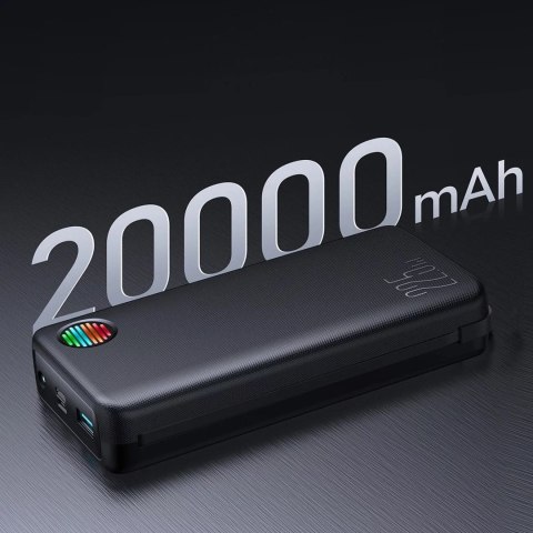 Joyroom Powerbank Joyroom JR-L015 20000mAh 22.5W z kablami USB-C Lightning - czarny Joyroom Powerbank Joyroom JR-L015 20000mAh 22.5W z kablami USB-C Lightning - czarny