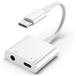 Alogy Adapter USB-C do Mini Jack 3.5mm i USB-C Kabel AUX Alogy do Apple iPhone USB-C Biały