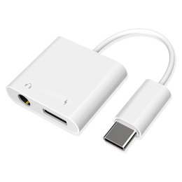 Alogy Adapter USB-C do Mini Jack 3.5mm i USB-C Kabel AUX Alogy do Apple iPhone USB-C Biały