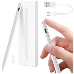 Alogy Rysik do Apple iPad Alogy Pencil z funkcją Palm Rejection Tilt Magnetyczny USB-C + zapasowa końcówka Biały