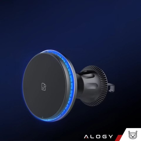 Alogy Uchwyt samochodowy Alogy Car Holder do MagSafe z ładowaniem indukcyjnym 2w1 15W do kratki Czarny Alogy Uchwyt samochodowy Alogy Car Holder do MagSafe z ładowaniem indukcyjnym 2w1 15W do kratki Czarny