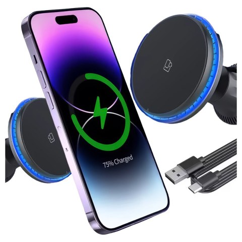 Alogy Uchwyt samochodowy Alogy Car Holder do MagSafe z ładowaniem indukcyjnym 2w1 15W do kratki Czarny Alogy Uchwyt samochodowy Alogy Car Holder do MagSafe z ładowaniem indukcyjnym 2w1 15W do kratki Czarny