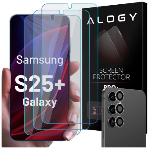 Alogy 3x Szkło hartowane na ekran + szkło na obiektyw do Samsung Galaxy S25 Plus ochronne szkiełko na ekran i aparat 9H Alogy GlassGua Alogy 3x Szkło hartowane na ekran + szkło na obiektyw do Samsung Galaxy S25 Plus ochronne szkiełko na ekran i aparat 9H Alogy GlassGua