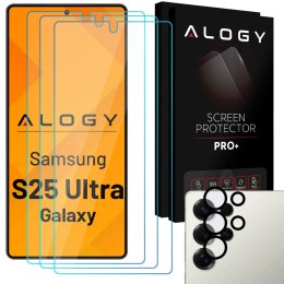 Alogy 3x Szkło hartowane na ekran + szkło na obiektyw do Samsung Galaxy S25 Ultra ochronne szkiełko na ekran i aparat 9H Alogy GlassGu