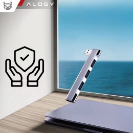 Alogy HUB rozdzielacz Alogy Adapter do komputera laptopa z USB-A do 3x USB-A 2.0 1x USB-A 3.0 Szary