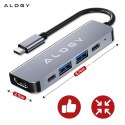 Alogy Hub 5w1 USB-C do USB-C PD100W, USB-C, USB.A 2.0, USB.A 3.0, HDMI 4K 30Hz / 1080p 60Hz - Alogy MultiHub™ Do Notebooka Laptopa