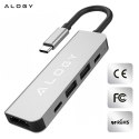 Alogy Hub 5w1 USB-C do USB-C PD100W, USB-C, USB.A 2.0, USB.A 3.0, HDMI 4K 30Hz / 1080p 60Hz - Alogy MultiHub™ Do Notebooka Laptopa