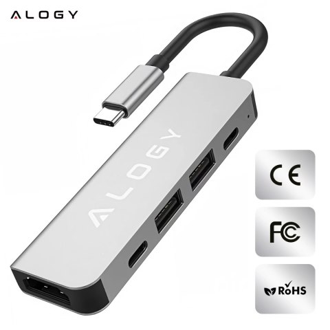 Alogy Hub 5w1 USB-C do USB-C PD100W, USB-C, USB.A 2.0, USB.A 3.0, HDMI 4K 30Hz / 1080p 60Hz - Alogy MultiHub™ Do Notebooka Laptopa Alogy Hub 5w1 USB-C do USB-C PD100W, USB-C, USB.A 2.0, USB.A 3.0, HDMI 4K 30Hz / 1080p 60Hz - Alogy MultiHub™ Do Notebooka Laptopa