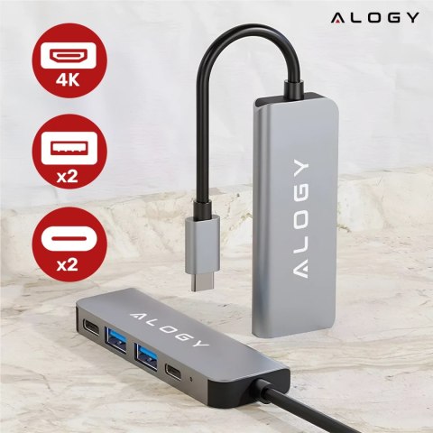 Alogy Hub 5w1 USB-C do USB-C PD100W, USB-C, USB.A 2.0, USB.A 3.0, HDMI 4K 30Hz / 1080p 60Hz - Alogy MultiHub™ Do Notebooka Laptopa Alogy Hub 5w1 USB-C do USB-C PD100W, USB-C, USB.A 2.0, USB.A 3.0, HDMI 4K 30Hz / 1080p 60Hz - Alogy MultiHub™ Do Notebooka Laptopa