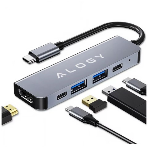 Alogy Hub 5w1 USB-C do USB-C PD100W, USB-C, USB.A 2.0, USB.A 3.0, HDMI 4K 30Hz / 1080p 60Hz - Alogy MultiHub™ Do Notebooka Laptopa Alogy Hub 5w1 USB-C do USB-C PD100W, USB-C, USB.A 2.0, USB.A 3.0, HDMI 4K 30Hz / 1080p 60Hz - Alogy MultiHub™ Do Notebooka Laptopa
