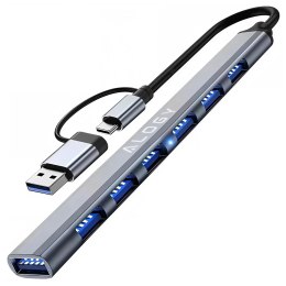 Alogy Hub 7w1 USB-C z USB 3.0 do 7x USB-A (1x3.0 + 6x2.0) - Alogy MultiHub™ Do Notebooka Laptopa