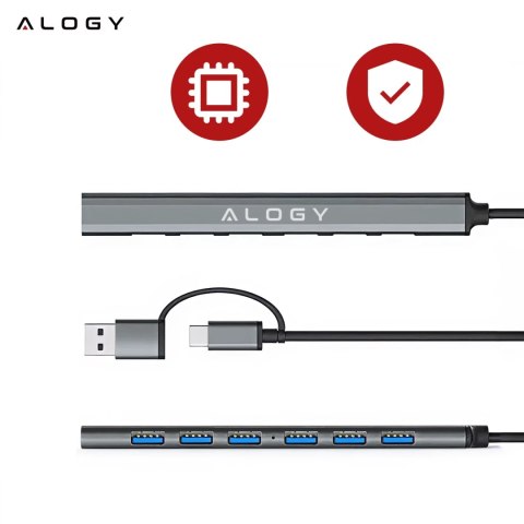 Alogy Hub 7w1 USB-C z USB 3.0 do 7x USB-A (1x3.0 + 6x2.0) - Alogy MultiHub™ Do Notebooka Laptopa Alogy Hub 7w1 USB-C z USB 3.0 do 7x USB-A (1x3.0 + 6x2.0) - Alogy MultiHub™ Do Notebooka Laptopa