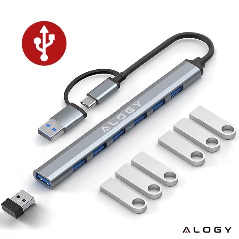 Alogy Hub 7w1 USB-C z USB 3.0 do 7x USB-A (1x3.0 + 6x2.0) - Alogy MultiHub™ Do Notebooka Laptopa Alogy Hub 7w1 USB-C z USB 3.0 do 7x USB-A (1x3.0 + 6x2.0) - Alogy MultiHub™ Do Notebooka Laptopa