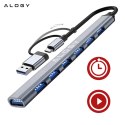 Alogy Hub 7w1 USB-C z USB 3.0 do 7x USB-A (1x3.0 + 6x2.0) - Alogy MultiHub™ Do Notebooka Laptopa
