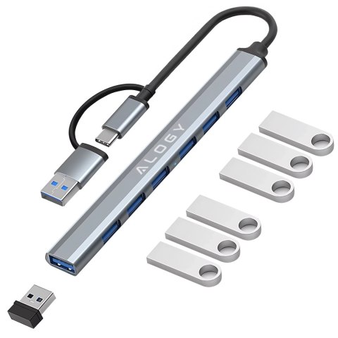 Alogy Hub 7w1 USB-C z USB 3.0 do 7x USB-A (1x3.0 + 6x2.0) - Alogy MultiHub™ Do Notebooka Laptopa Alogy Hub 7w1 USB-C z USB 3.0 do 7x USB-A (1x3.0 + 6x2.0) - Alogy MultiHub™ Do Notebooka Laptopa