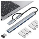 Alogy Hub 7w1 USB-C z USB 3.0 do 7x USB-A (1x3.0 + 6x2.0) - Alogy MultiHub™ Do Notebooka Laptopa