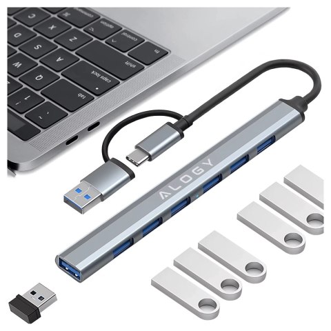Alogy Hub 7w1 USB-C z USB 3.0 do 7x USB-A (1x3.0 + 6x2.0) - Alogy MultiHub™ Do Notebooka Laptopa Alogy Hub 7w1 USB-C z USB 3.0 do 7x USB-A (1x3.0 + 6x2.0) - Alogy MultiHub™ Do Notebooka Laptopa