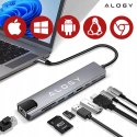 Alogy Hub 8w1 USB-C do 2xA+2xC+HDMI+SD+Micro+LAN 100mb - Alogy MultiHub™ Do Notebooka Laptopa
