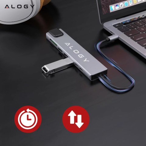 Alogy Hub 8w1 USB-C do 2xA+2xC+HDMI+SD+Micro+LAN 100mb - Alogy MultiHub™ Do Notebooka Laptopa Alogy Hub 8w1 USB-C do 2xA+2xC+HDMI+SD+Micro+LAN 100mb - Alogy MultiHub™ Do Notebooka Laptopa