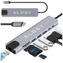 Alogy Hub 8w1 USB-C do 2xA+2xC+HDMI+SD+Micro+LAN 100mb - Alogy MultiHub™ Do Notebooka Laptopa