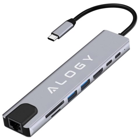 Alogy Hub 8w1 USB-C do 2xA+2xC+HDMI+SD+Micro+LAN 100mb - Alogy MultiHub™ Do Notebooka Laptopa Alogy Hub 8w1 USB-C do 2xA+2xC+HDMI+SD+Micro+LAN 100mb - Alogy MultiHub™ Do Notebooka Laptopa
