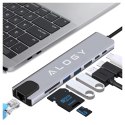Alogy Hub 8w1 USB-C do 2xA+2xC+HDMI+SD+Micro+LAN 100mb - Alogy MultiHub™ Do Notebooka Laptopa