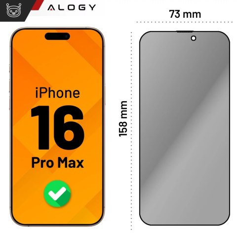 Alogy Szkło hartowane Prywatyzujące do Apple iPhone 16 Pro Max ochronne szkiełko na ekran 9H Alogy Privacy EasyShield™️ z ramką montaż Alogy Szkło hartowane Prywatyzujące do Apple iPhone 16 Pro Max ochronne szkiełko na ekran 9H Alogy Privacy EasyShield™️ z ramką montaż