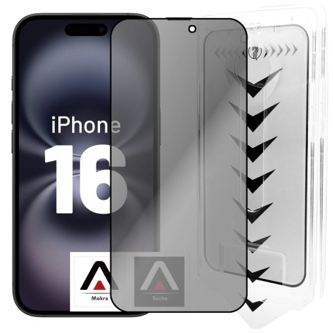 Alogy Szkło hartowane Prywatyzujące do Apple iPhone 16 ochronne szkiełko na ekran 9H Alogy Privacy EasyShield™️ z ramką montażową Alogy Szkło hartowane Prywatyzujące do Apple iPhone 16 ochronne szkiełko na ekran 9H Alogy Privacy EasyShield™️ z ramką montażową