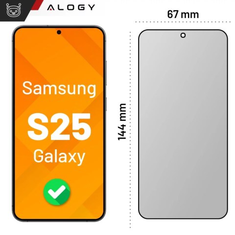 Alogy Szkło hartowane Prywatyzujące do Samsung Galaxy S25 ochronne szkiełko na ekran 9H Alogy Privacy EasyShield™️ z ramką montażową Alogy Szkło hartowane Prywatyzujące do Samsung Galaxy S25 ochronne szkiełko na ekran 9H Alogy Privacy EasyShield™️ z ramką montażową