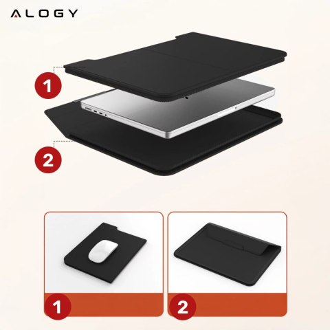 Alogy Torba na laptopa Alogy FlexCase Pro wielofunkcyjna rozkładana z podstawką i podkładką na myszkę do Macbooka 13/ 14" Czarna Alogy Torba na laptopa Alogy FlexCase Pro wielofunkcyjna rozkładana z podstawką i podkładką na myszkę do Macbooka 13/ 14" Czarna