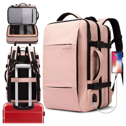 Bange Plecak podróżny Bange BackPack biznesowy plecak rozszerzalny Torba pojemna do laptopa 17.3" z portem USB Różowy Bange Plecak podróżny Bange BackPack biznesowy plecak rozszerzalny Torba pojemna do laptopa 17.3" z portem USB Różowy