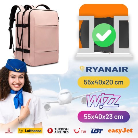 Bange Plecak podróżny Bange BackPack biznesowy plecak rozszerzalny Torba pojemna do laptopa 17.3" z portem USB Różowy Bange Plecak podróżny Bange BackPack biznesowy plecak rozszerzalny Torba pojemna do laptopa 17.3" z portem USB Różowy