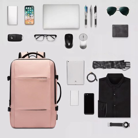Bange Plecak podróżny Bange BackPack biznesowy plecak rozszerzalny Torba pojemna do laptopa 17.3" z portem USB Różowy Bange Plecak podróżny Bange BackPack biznesowy plecak rozszerzalny Torba pojemna do laptopa 17.3" z portem USB Różowy
